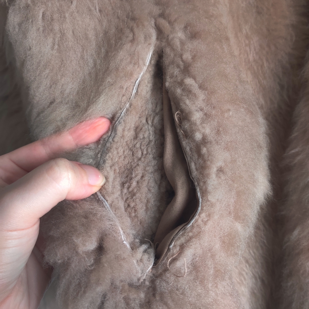 Madewell Genuine Lamb Fur Shearling Leather Coat Cropped Teddy Jacket - Picture 4 of 10